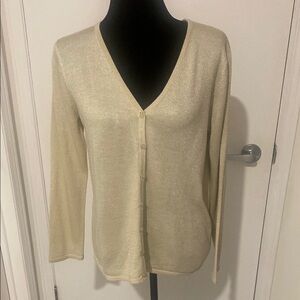 Liz Claiborne long sleeved v-neck button down Shimmering Gold Cardigan sze Small